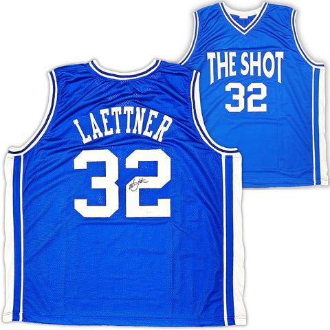 DUKE BLUE DEVILS CHRISTIAN LAETTNER AUTOGRAPHED BLUE JERSEY JSA STOCK #215709