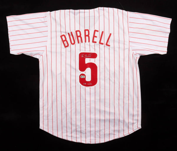 Pat Burrell Signed Philadelphia Phillies Inscribed "08 WSC" Jersey (Beckett) O.F