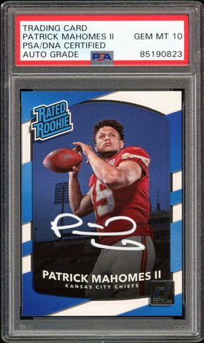 2017 Donruss Rated Rookie Patrick Mahomes RC White Ink PSA/DNA Auto GEM MINT 10