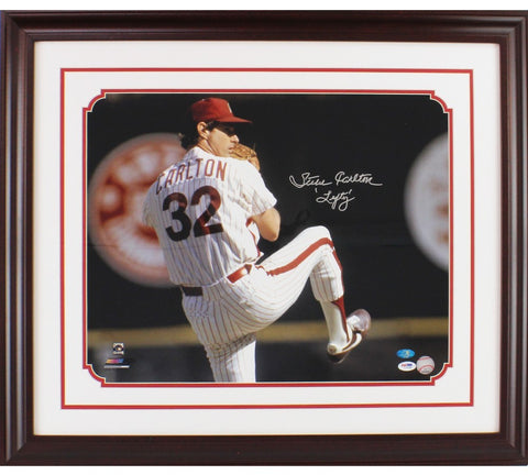Steve Carlton Signed Philadelphia Phillies Framed 16x20 MLB Photo - Lefty Insc