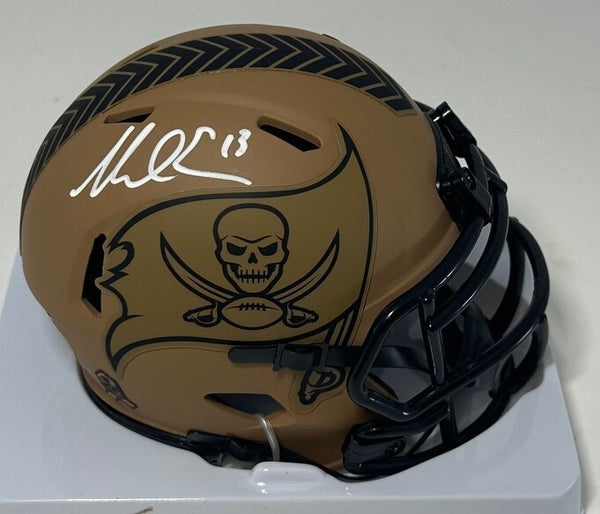 Buccaneers Receiver MIKE EVANS Signed 2023 SALUTE Speed Mini Helmet AUTO - BAS
