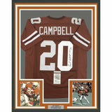 FRAMED Autographed/Signed EARL CAMPBELL HT 77 33x42 Texas Orange Jersey JSA COA
