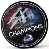 Samuel Girard Avalanche Autographed 2022 Stanley Cup Champions Puck JSA COA