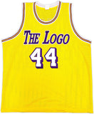 LOS ANGELES LAKERS JERRY WEST AUTOGRAPHED SIGNED YELLOW JERSEY JSA STOCK #228808