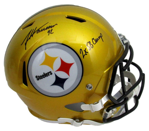 James Harrison Steelers Signed Full Size Flash Replica FB Helmet JSA 165647