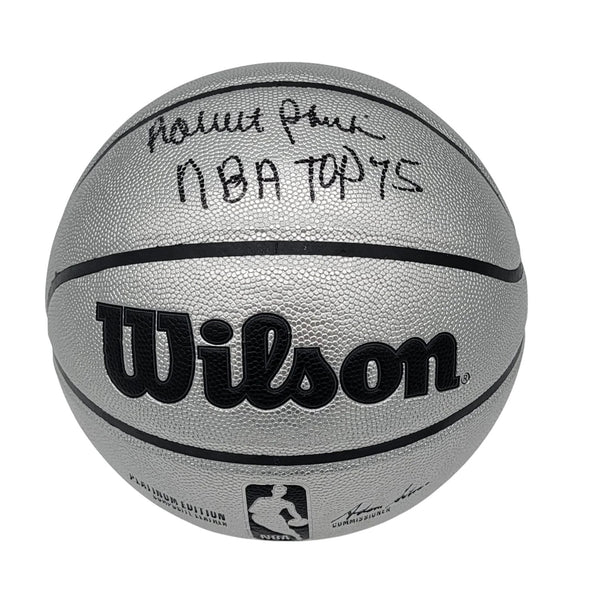 Robert Parish Signed Celtics Platium Edition Basketball W/ NBA Top 75 Beckett