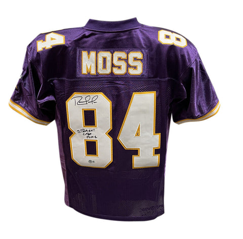 Randy Moss Signed Minnesota Vikings M&N sz 44 Jersey w/Insc. Beckett 40885