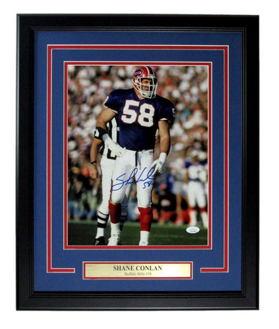 Shane Conlan Autographed 11x14 Photo Buffalo Bills Framed JSA
