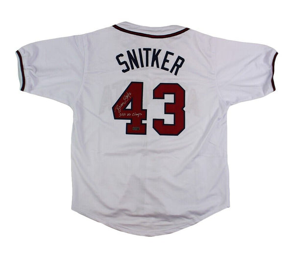 Brian Snitker Signed Atlanta Custom White Jersey w/ "We Did it For Hank"