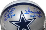 Emmitt Smith & Tony Dorsett Signed Dallas Cowboys VSR4 Mini Helmet BAS 37344