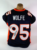 Derek Wolfe Autographed Denver Broncos Custom Navy Jersey w/ Inscription JSA COA