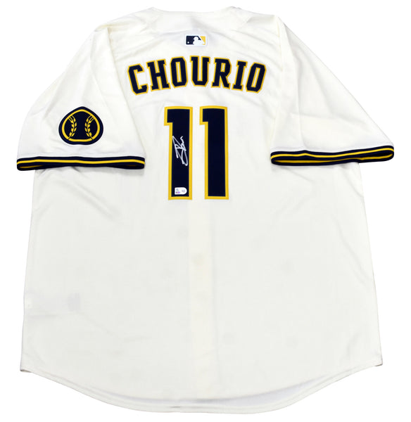 JACKSON CHOURIO SIGNED MILWAUKEE BREWERS #11 NIKE LIMITED JERSEY MLB AUTH