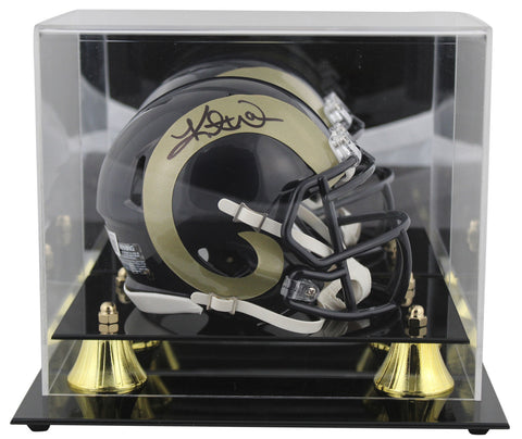 Rams Kurt Warner Signed 2000-16 TB Speed Mini Helmet W/ Case BAS Witnessed