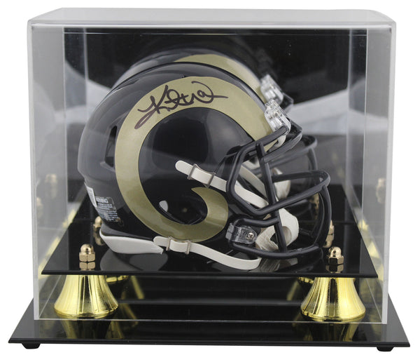 Rams Kurt Warner Signed 2000-16 TB Speed Mini Helmet W/ Case BAS Witnessed