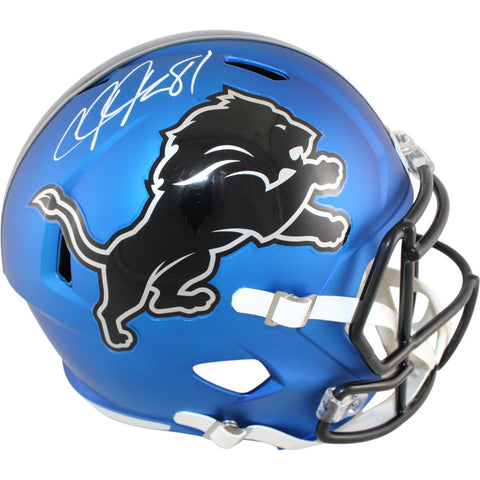 Calvin Johnson Autographed Detroit Lions F/S 24 Alt Helmet Beckett Witness 51788