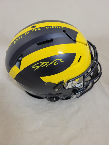 michigan state speedflex helmet BLAKE CORUM SIGNED MICHIGAN F/S SPEEDFLEX HELMET "HAIL TO THE VICTORS" – Super Sports Center
