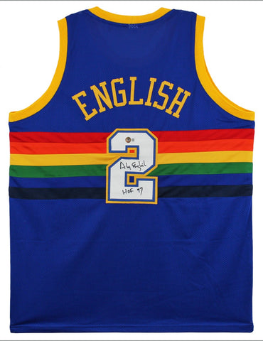 Alex English "HOF 97" Signed Blue TB Pro Style Jersey Autographed BAS Witnessed