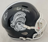 KENNETH WALKER III "GO GREEN" SIGNED MICHIGAN STATE SPARTANS FS SPEED REP HELMET