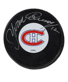 Yvan Cournoyer Signed Montreal Canadiens Hockey Puck (PSA) NHL H.O.F. 1982