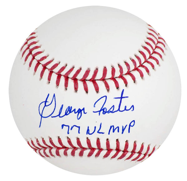 George Foster Signed Rawlings Official MLB Baseball w/77 NL MVP - (SCHWARTZ COA)