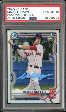 2021 Bowman Chrome Draft Refractor Marcelo Mayer RC PSA/DNA Auto GEM MINT 10