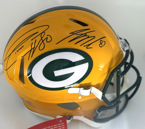 DONALD DRIVER & JORDY NELSON Dual Signed Authentic Full Size Helmet AUTO - JSA