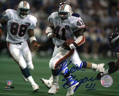 Keith Byars Signed Miami Dolphins White Jersey Action 8x10 Photo -(SCHWARTZ COA)