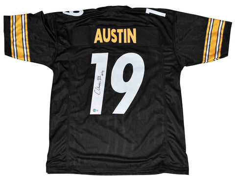 CALVIN AUSTIN III AUTOGRAPHED PITTSBURGH STEELERS #19 BLACK JERSEY BECKETT