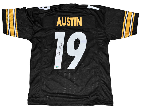 CALVIN AUSTIN III AUTOGRAPHED PITTSBURGH STEELERS #19 BLACK JERSEY BECKETT