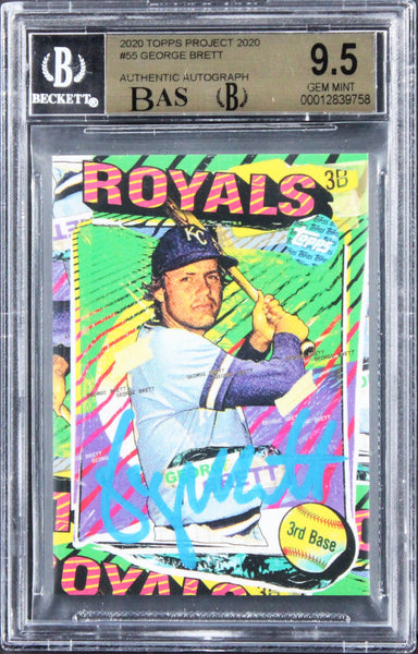 Royals George Brett Signed 2020 Topps Project 2020 #55 Card 9.5 Auto 9! BAS Slab