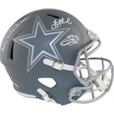 Dallas Cowboys Autographed F/S Slate Helmet Aikman Emmitt Irvin Beckett 50312