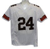 Nick Chubb Autographed/Signed Pro Style White XL Jersey BAS 32359