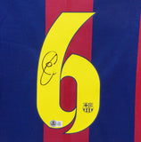 Xavi Hernandez Signed FC Barcelona Home Soccer Jersey #6 with Beckett COA
