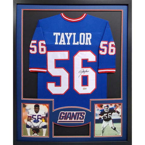 Lawrence Taylor Autographed Signed Framed New York Giants Jersey BECKETT