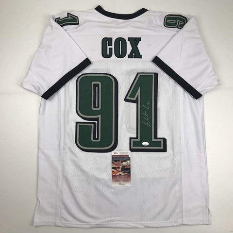 Autographed/Signed FLETCHER COX Philadelphia White Football Jersey JSA COA Auto