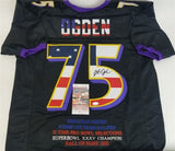 Jonathan Ogden Signed Baltimore Ravens USA Stat Jersey (JSA COA) Super Bowl XXXV