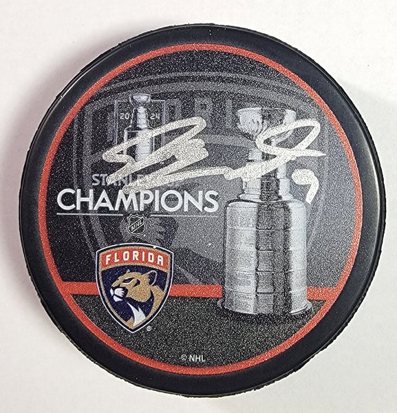 Sam Bennett Signed Florida Panthers 2024 Stanley Cup Champs Hockey Puck Beckett