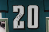 Brian Dawkins Autographed Pro Style Green XL Framed Jersey 35x43 Beckett 51210