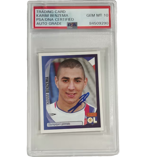 Karim Benzema Signed 2007-08 Panini Champions League Sticker - PSA 10 Autograph