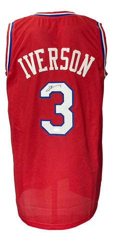 Allen Iverson Signed Custom Red Pro-Style Basketball Jersey JSA
