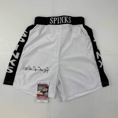Autographed/Signed Michael Jinx Spinks White Boxing Trunks/Shorts JSA COA Auto