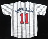 Chuck Knoblauch Signed Minnesota Twins Jersey Inscribed "91 AL ROY" (JSA COA)