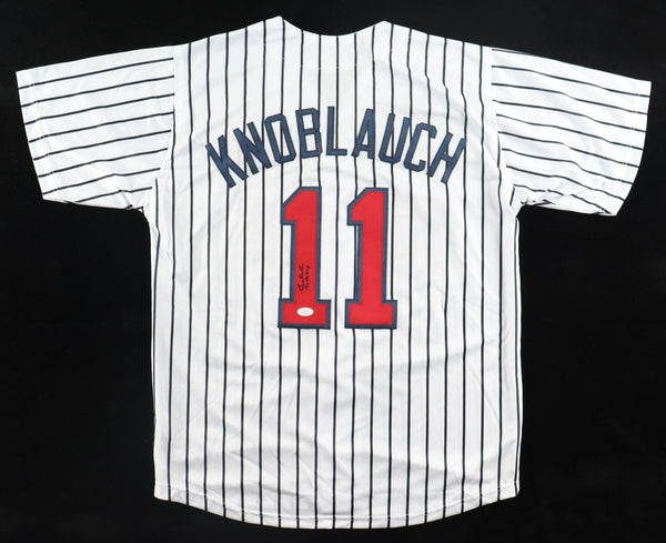 Chuck Knoblauch Signed Minnesota Twins Jersey Inscribed "91 AL ROY" (JSA COA)