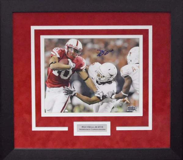 ROY HELU AUTOGRAPHED NEBRASKA CORNHUSKERS 8x10 FRAMED PHOTO COA