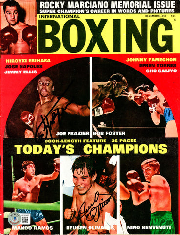 Joe Frazier & Ruben Olivares Autographed International Boxing Magazine Beckett