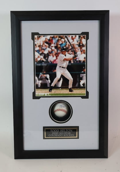 Todd Helton Autographed Baseball w/ 8x10 Photo Framed Mounted Memories COA