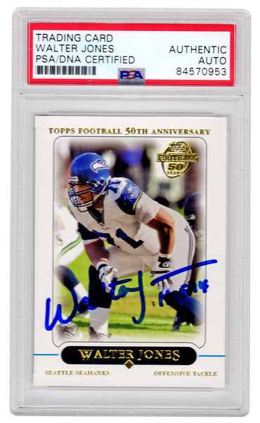 Walter Jones Autographed Seahawks 2005 Topps Card #46 w/HOF 14 - (PSA)