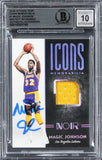 Lakers Magic Johnson Signed 2018 Panini Noir IM #1 #30/49 Card Auto 10! BAS Slab