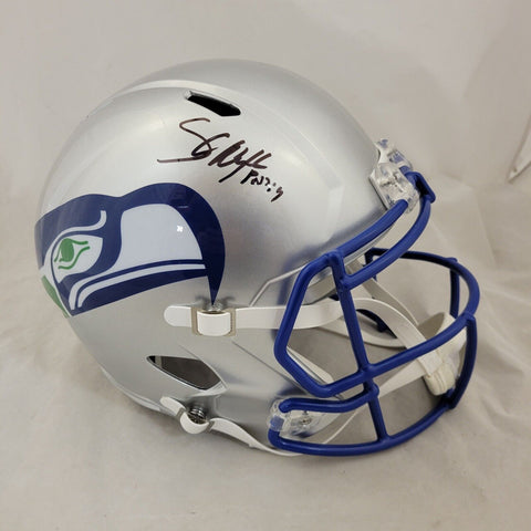 SHAUN ALEXANDER SIGNED SEATTLE SEAHAWKS THROWBACK SPEED REPLICA HELMET BECKETT
