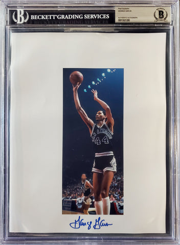 GEORGE GERVIN AUTOGRAPHED 8.5X11 PHOTO SHEET SAN ANTONIO SPURS BECKETT 196058